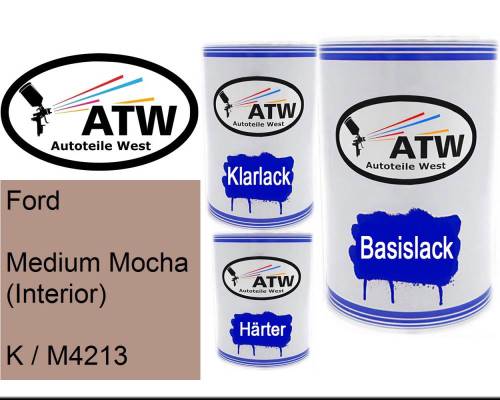 Ford, Medium Mocha (Interior), K / M4213: 500ml Lackdose + 500ml Klarlack + 250ml Härter - Set, von ATW Autoteile West.